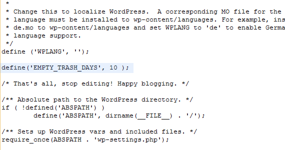 בניית אתרים בוורדפרס - הגדרת פקודה ב - Config.php