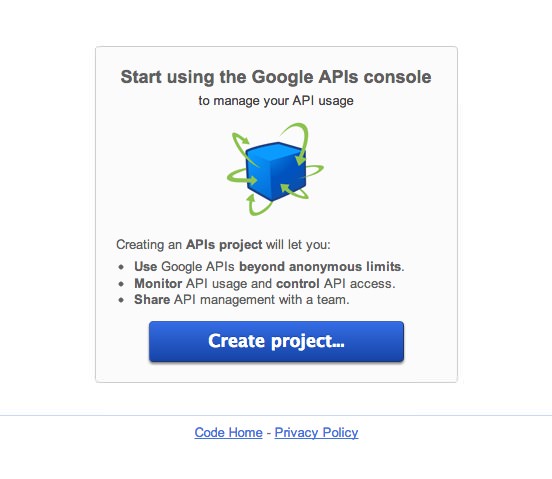 פתיחת פרויקט ב- Google Apis Consol