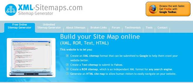 יצירת sitemap